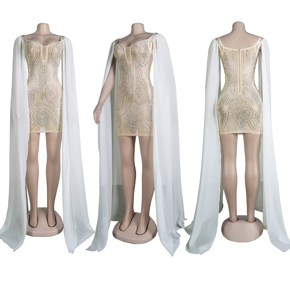 Mesh with Rhinestones Dress New Size S,M,L available strech. - Picture 3 of 14